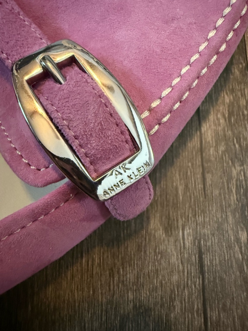 Anne Klein Pink Suede Loafers with Buckle Accent - Picture 8 of 9